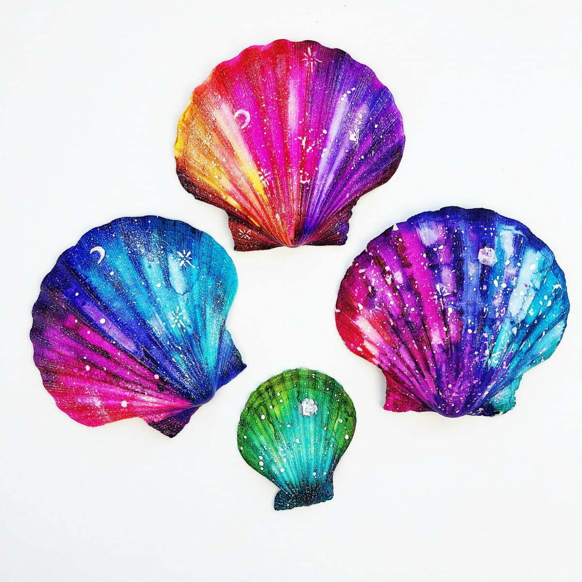 Galaxy Painted Shells Using Alcohol Inks