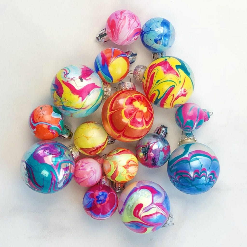Nail Polish Marbled Ornaments