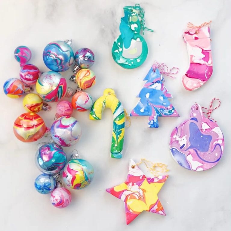 Nail Polish Marbled Ornaments