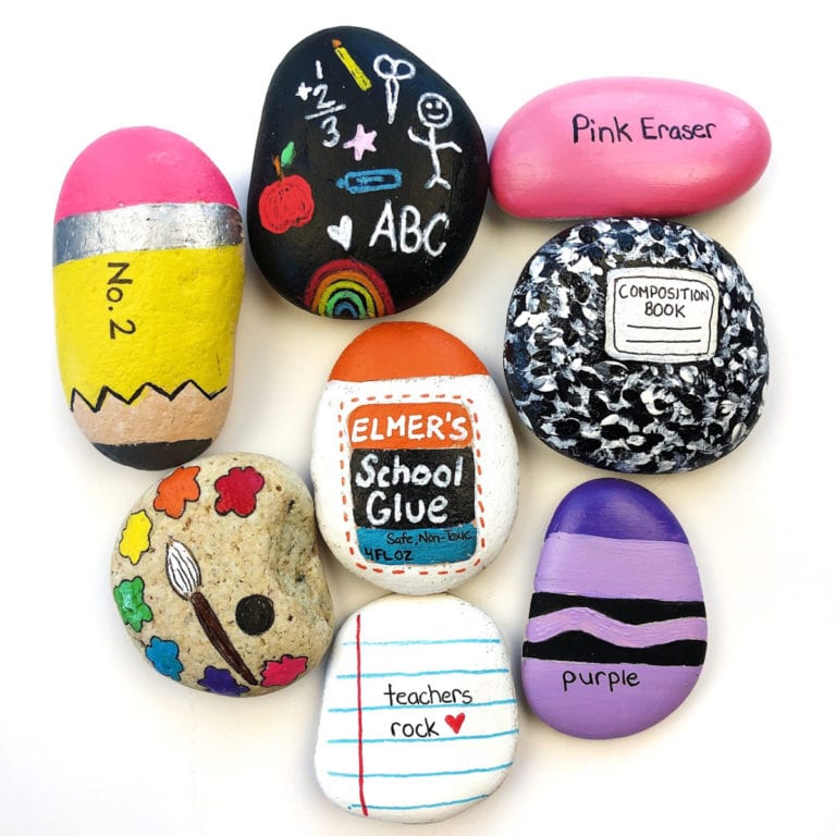 School Supplies Painted Rock Ideas
