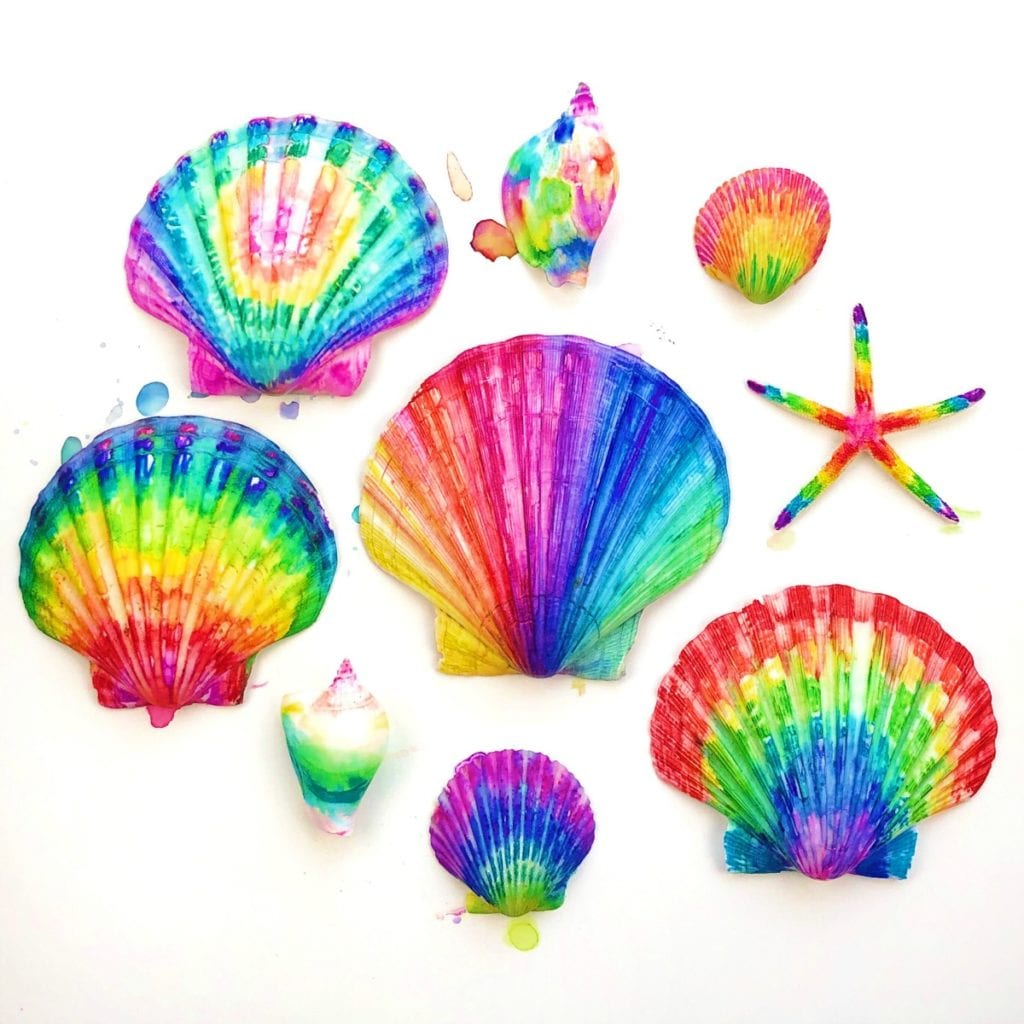 Tie Dye Sharpies on Shells