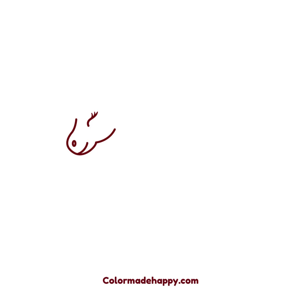 Step 2: Add the nose, eye, and mouth on a side profile.