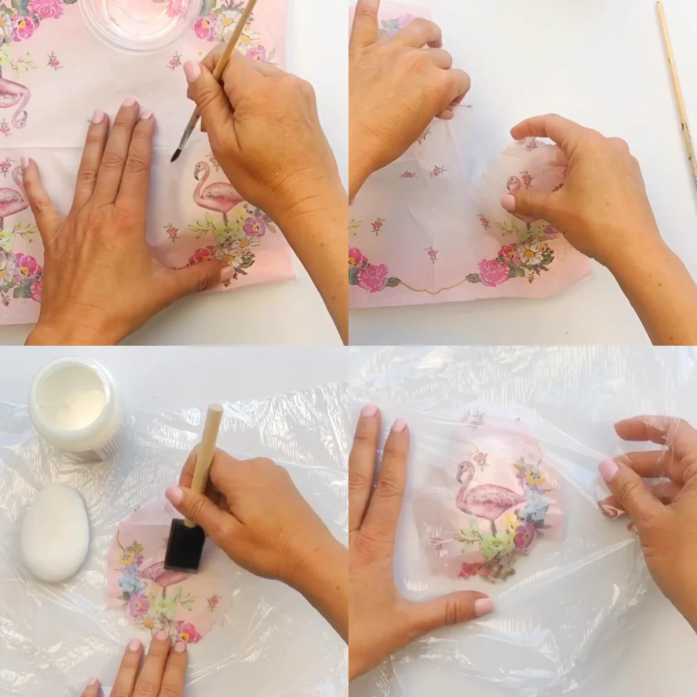 How to Decoupage Napkins on Rocks