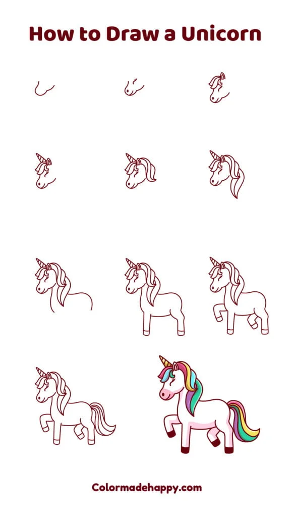 How to draw a unicorn step by step instructions