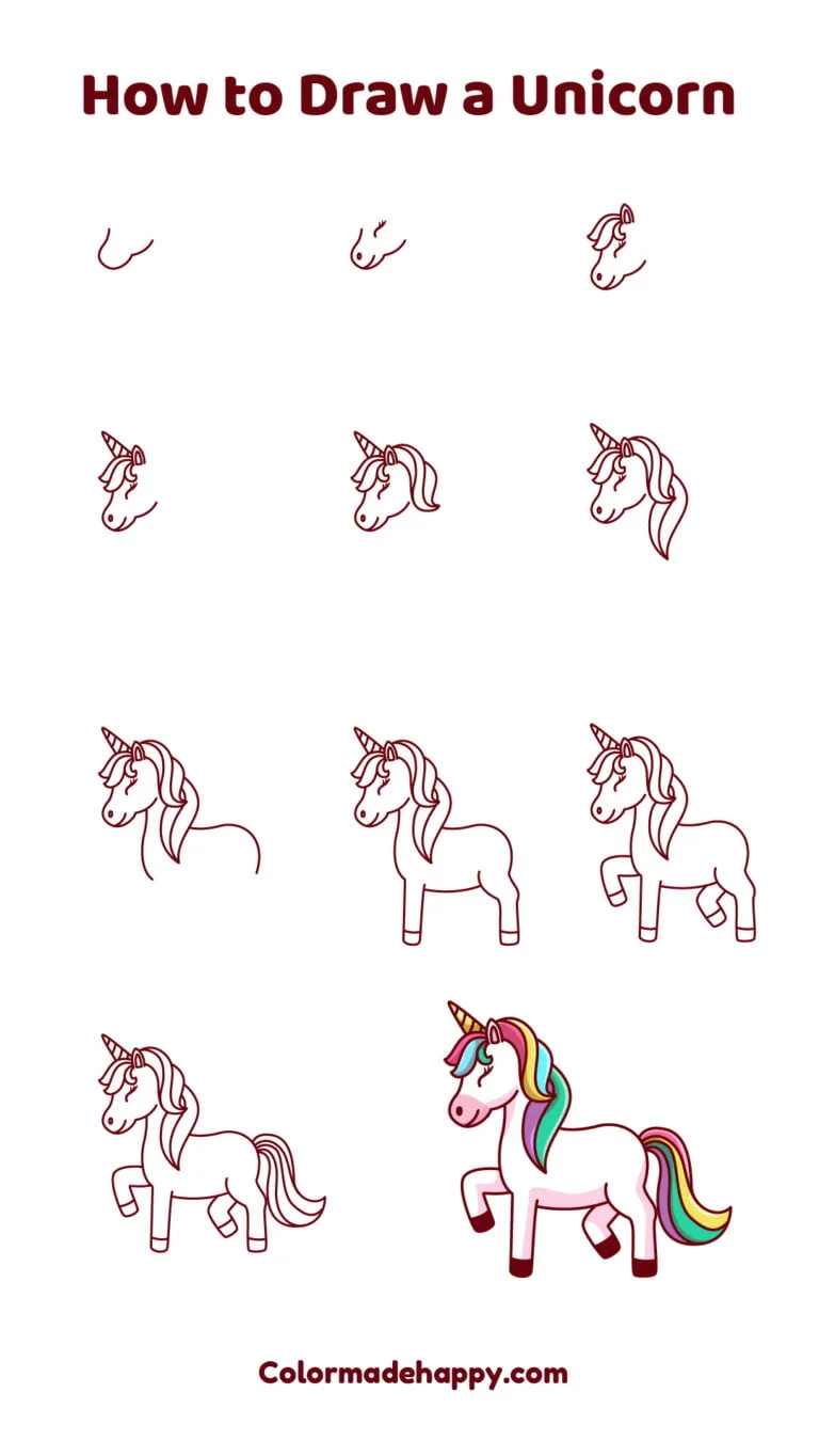 How to draw a unicorn step by step instructions
