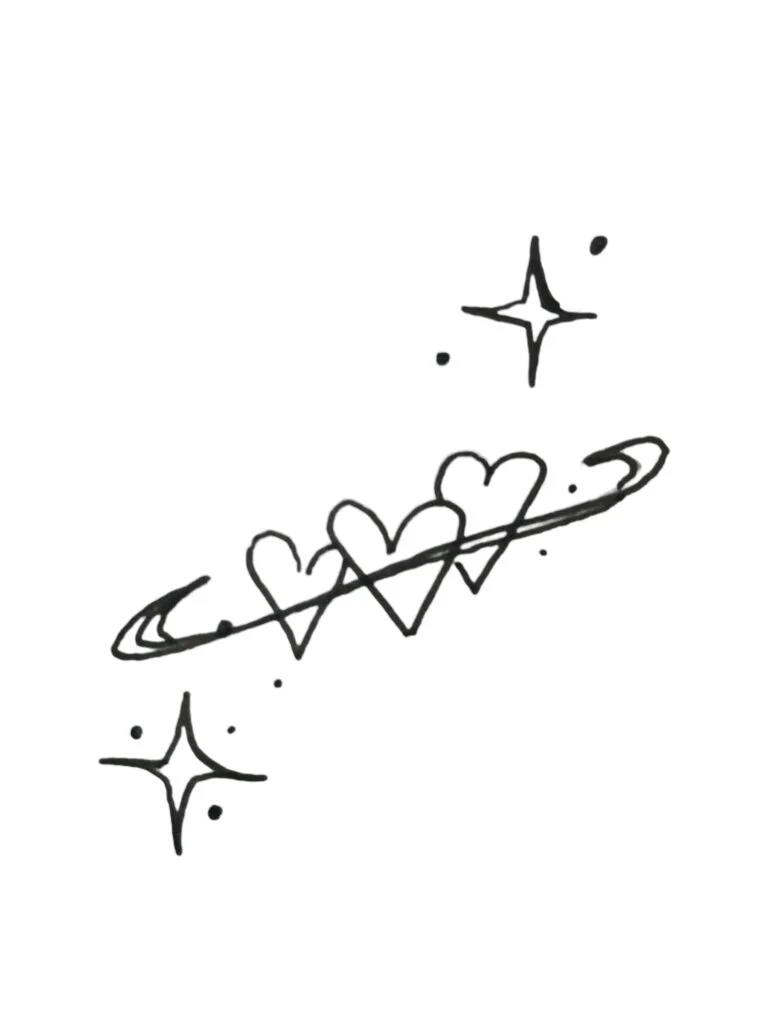 Space drawing idea for Valentine's Day.