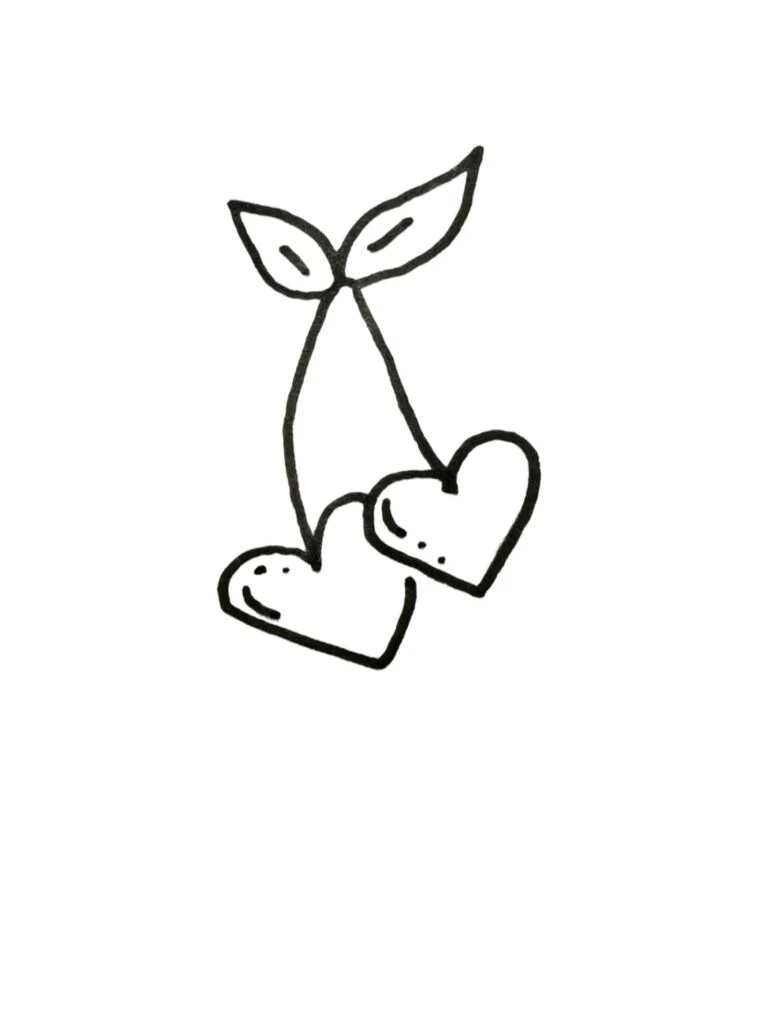 Cherries in the shape of hearts.